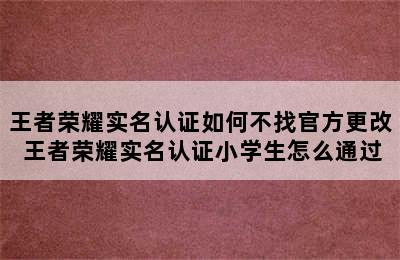 王者荣耀实名认证如何不找官方更改 王者荣耀实名认证小学生怎么通过